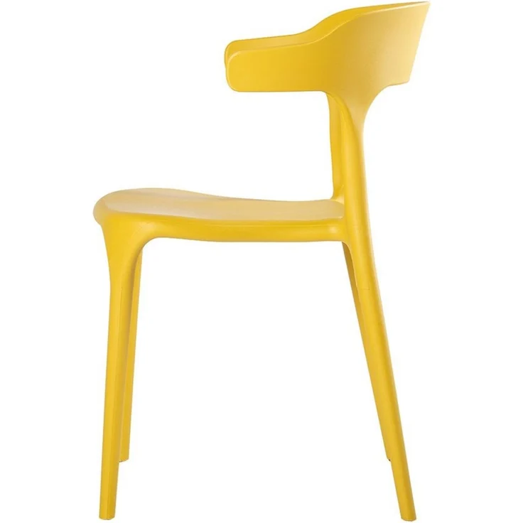Lüllmann Besucherstuhl Stapelbarer Designstuhl mit Armlehnen, Farbe sonnengelb (1, 1 St), Designerstuhl aus Kunststoff, robust, pflegeleicht – Bild 4