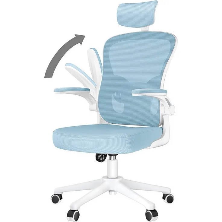 BIGZZIA Bürostuhl Ergonomisch Schreibtischstuhl mit verstellbare Kopfstütze, Drehstuhl mit 120° Wippfunktion,Bis 150kg/330LB Belastbar