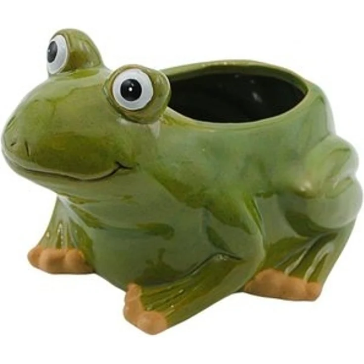 Dekohelden24 Übertopf Übertopf - Pflanztopf - Pflanzgefäß - Dekoschale aus Keramik (1 Stück, 1 St), Motiv: Frosch, - Maße L/B/H: ca. 22,5 x 17 x 14,5 cm – Bild 6