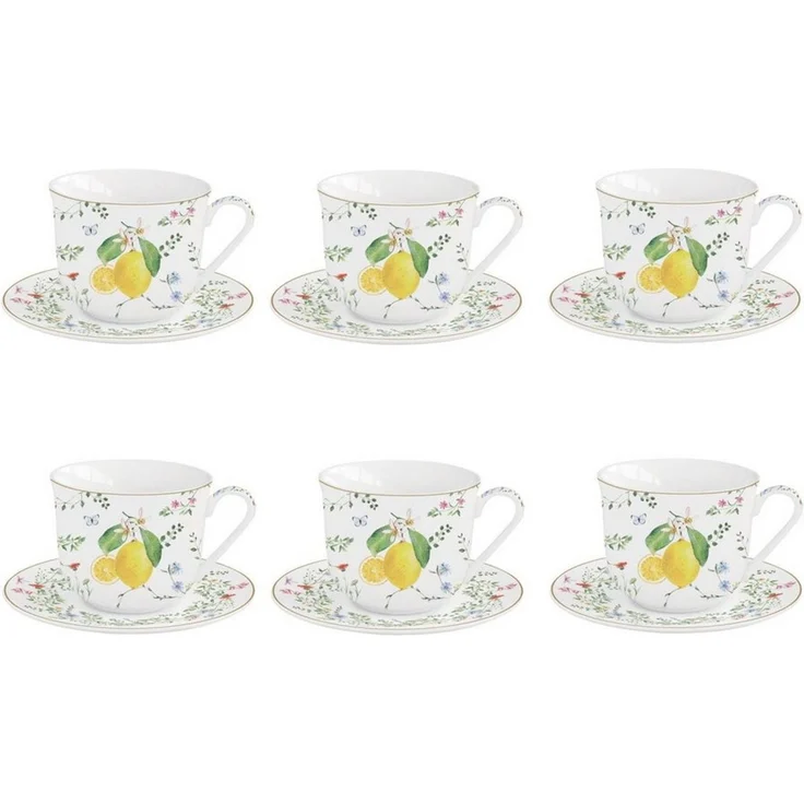 EasyLife Tasse Fleurs et Citrons, Porzellan, Spülmaschinengeeignet, Mehrfarbig, Zitronen, H: cm – Bild 1