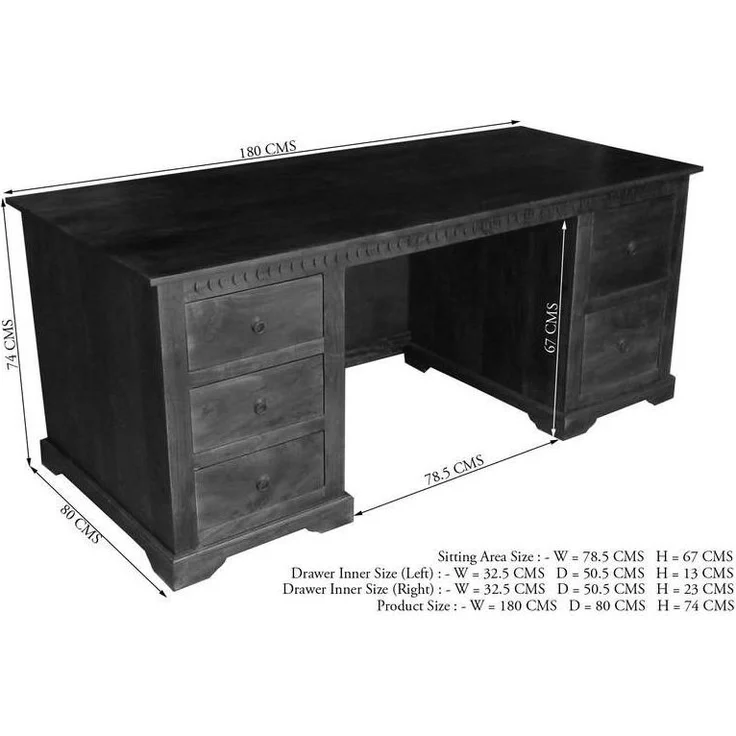 Schreibtisch Akazie 180x80x74 nougat lackiert OXFORD #529 – Bild 4