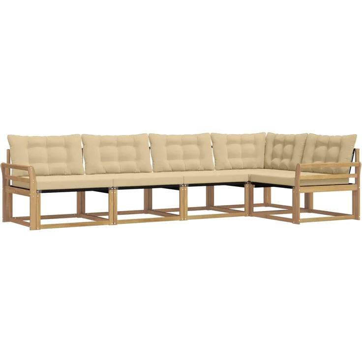 vidaXL Outdoor-Sofagarnitur 5 stk. Weiß und Beige 3388687 – Bild 2