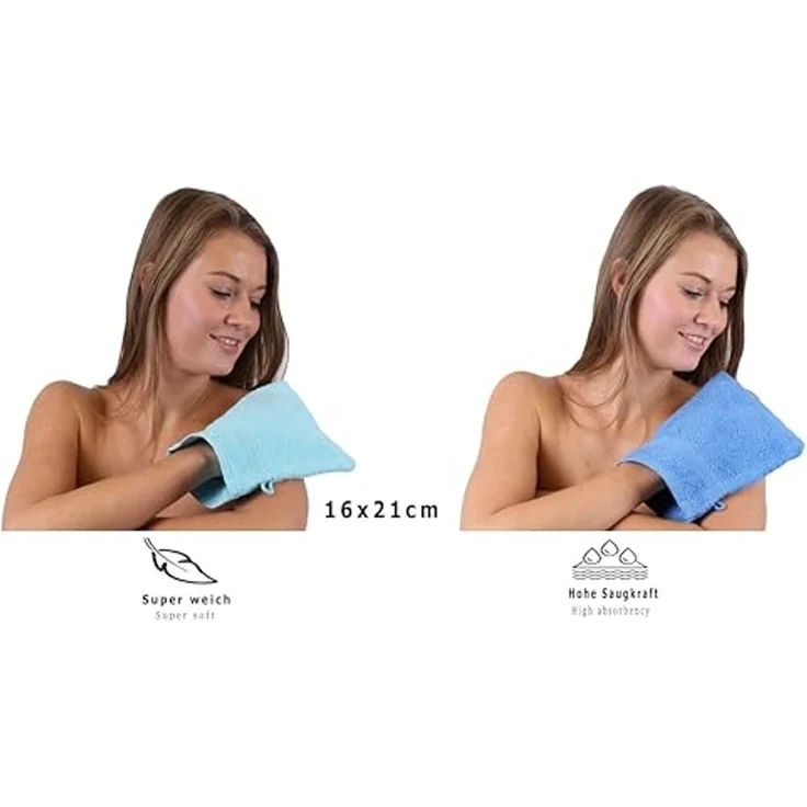 Betz Waschhandschuh 10 Stück Premium 16x21 cm Farbe türkis und hellblau, (Set, 10-St) – Bild 4