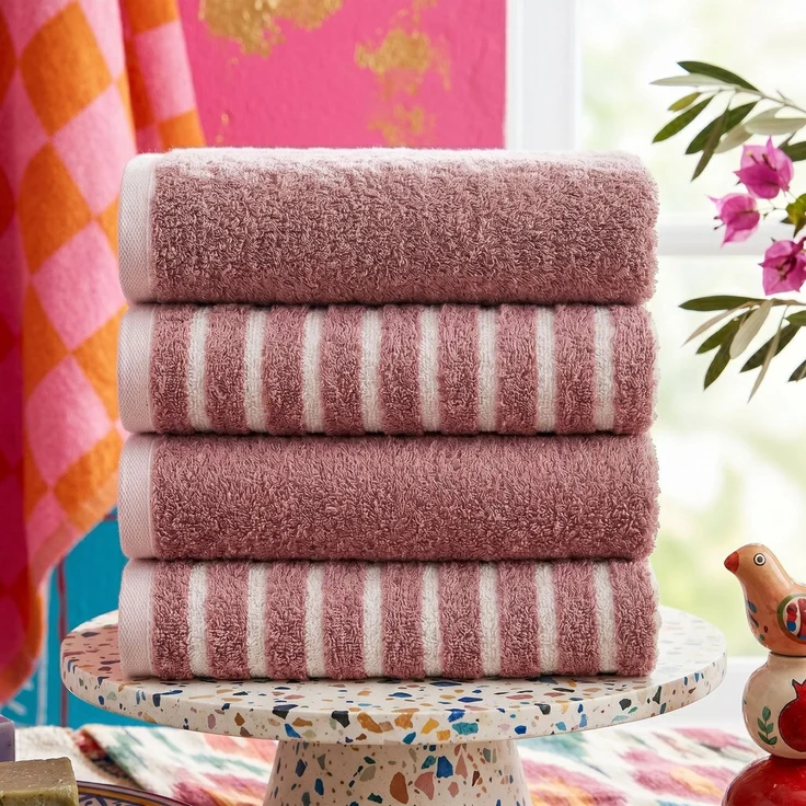 Mijolnir 'Stripe Melange - Rose HC' Handtuchset (4-teilig), Rose, 50 x 90 cm – Bild 2