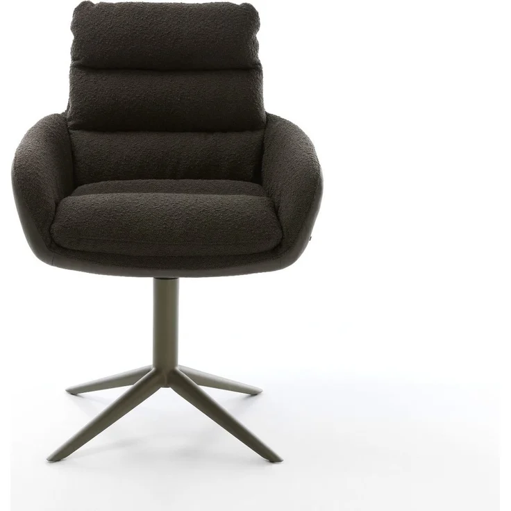 Drehstuhl Abelia-Flex mit Armlehnen Materialmix Schwarz Fußkreuz Effektfinish Titan 360° drehbar Wippfunktion – Bild 2