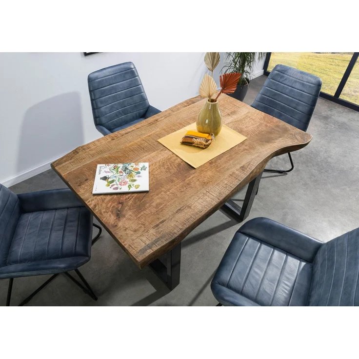 Baumtisch Mango 140x90x77 natur lackiert / U-Beine anthrazit glänzend FREEFORM 5 – Bild 2