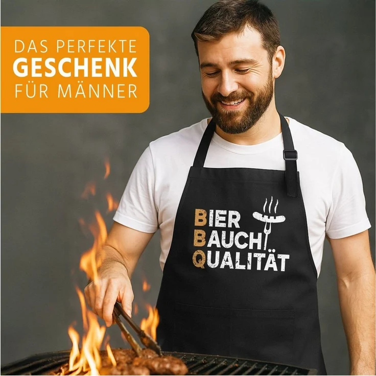 MoonWorks Grillschürze Grillschürze für Männer mit Spruch Lustig Bierbauch Kochschürze, mit kreativem Aufdruck – Bild 4