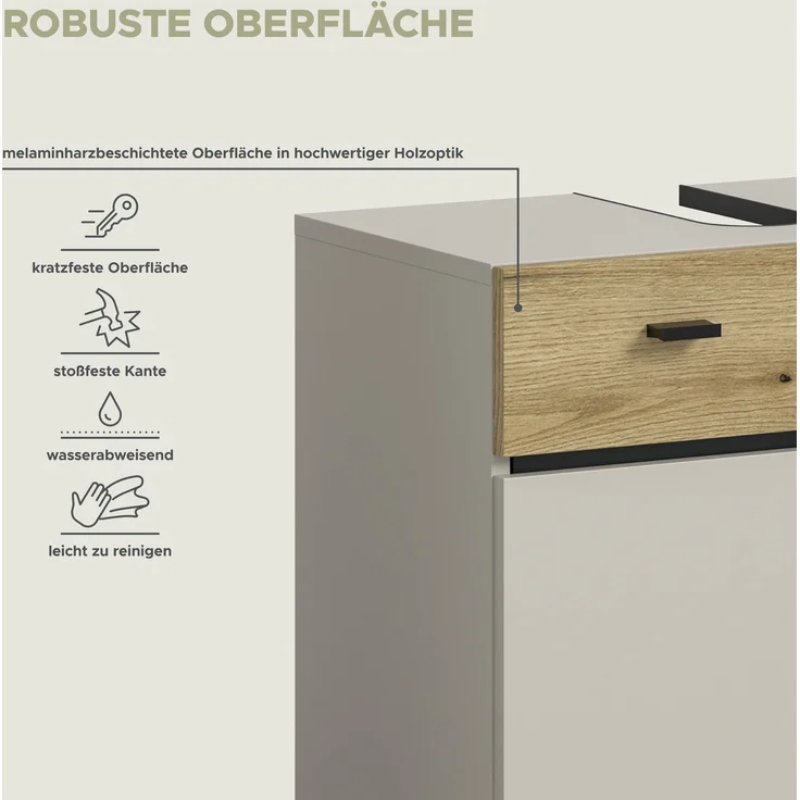 Aqua Waschbeckenunterschrank in Kaschmir Melamin – Bild 8