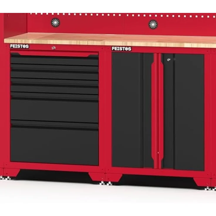 Feistos Werkstatteinrichtung "Juno 23", schwarz/rot, 264 x 46 x 198 cm (B x T x H),1 Hochschrank – Bild 5
