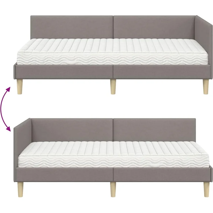 vidaXL Eckbettgestell mit Matratze 2 stk. Taupe 100 x 200 cm Stoff 3393754 – Bild 12