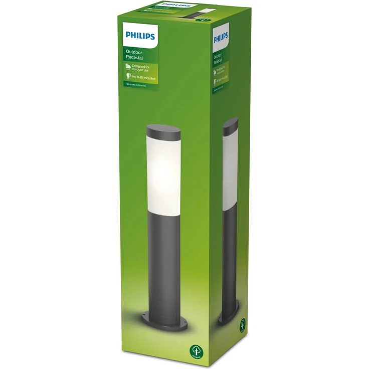 Philips Outdoor LED Sockelleuchte Utrecht, für den Außenbereich, Anthrazit, 60W, IP44 Schutzklasse, austauschbares Leuchtmittel – Bild 4