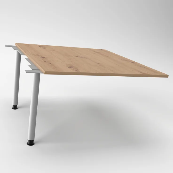 Rheinland Möbel Verkettungsplatte KONTI 120x130 cm – Erweiterungselement in Ahorn mit silbernen Rundrohrfüßen, Anbautisch für KONTI Konferenztische 280/400/520 cm