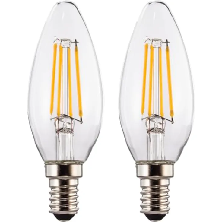 Xavax LED-Filament Lampe Kerze E14, Warmweiß 470 lm (2700K), ersetzt 40W, klar, 2 Stück