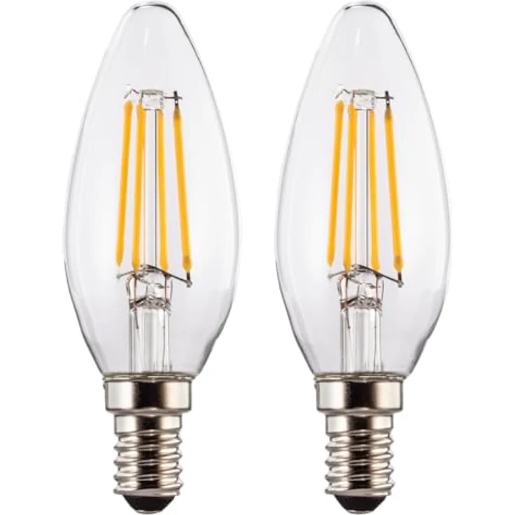 Xavax LED-Filament Lampe Kerze E14, Warmweiß 470 lm (2700K), ersetzt 40W, klar, 2 Stück – Bild 1