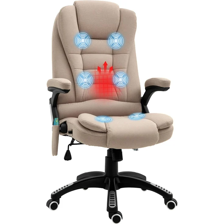 Vinsetto Schreibtischstuhl mit Vibrationsmassage, Heiz-, Liegefunktion, ergonomisch (Massagesessel, 1 St), für Wohnbereich, Braun – Bild 1