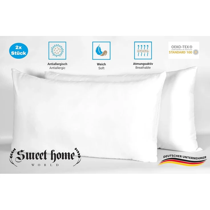 Kissen 2er Set, Kissenfüllung 40x80cm 1500g Weiches Mikrofaser - Kopfkissen Nacken und Kopf - Innenkissen Atmungsaktiv – Bild 2