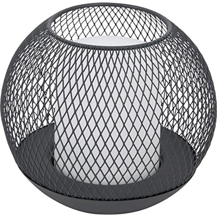 Dehner Solarkugel, Ø 15 cm, Höhe 12.5 cm, warmweiß, Metall/Kunststoff, grau – Bild 1