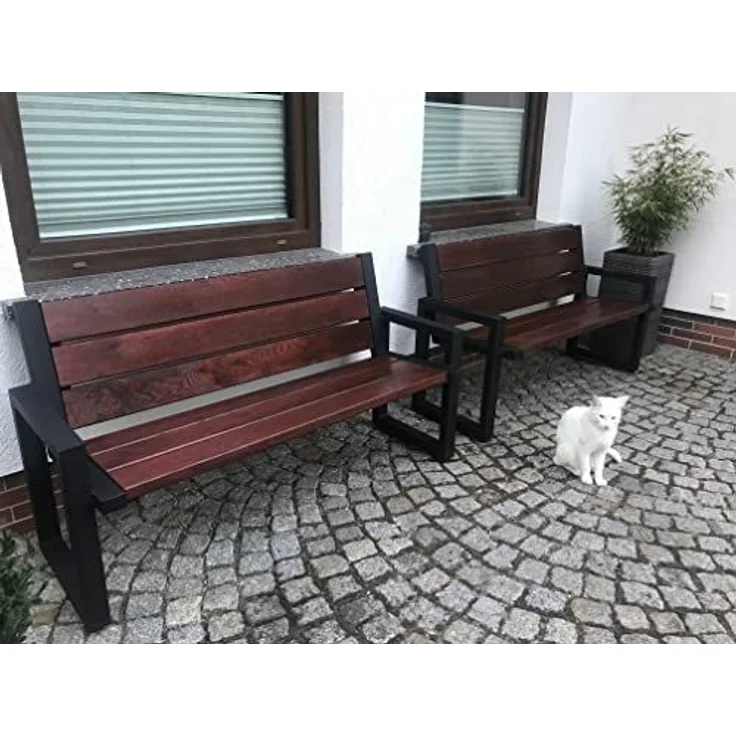 QLS Gartenbank Bankbeine ROM (Set 2 Stück, pulverbeschichtet), Bankgestell Bankfüße Beine aus Stahl schwarz – Bild 6