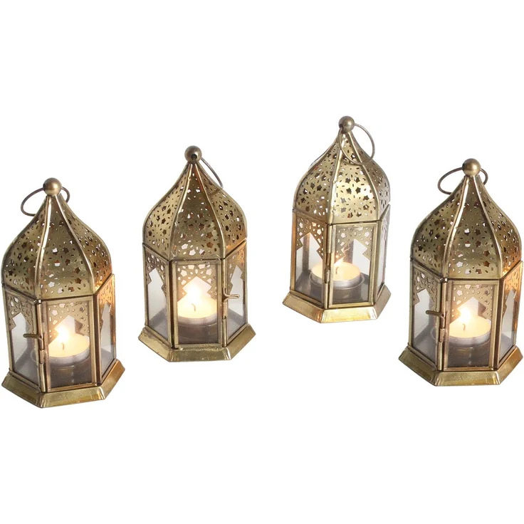 Orientalische Glas-Windlichter Nael Transparent 4er Set – Bild 4