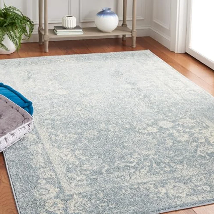 Safavieh Teppich 155x229 cm - Adirondack Collection - Transitional Design, Schiefer & Elfenbein, Pflegeleichte Synthetikmischung, Ideal für Wohnzimmer, Schlafzimmer, Büro – Bild 1