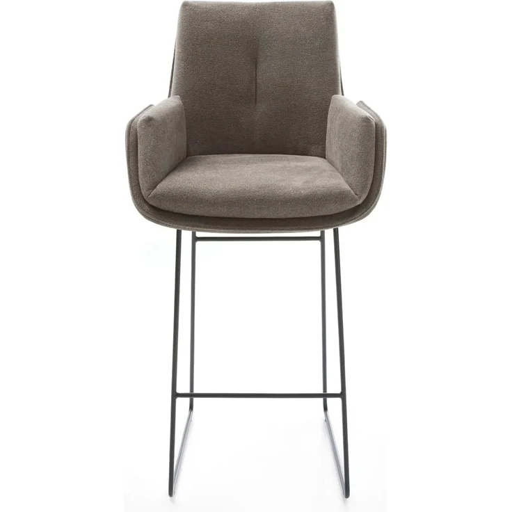 Barstuhl Clea-Flex Strukturstoff Soft Taupe Kufengestell Metall Schwarz – Bild 3
