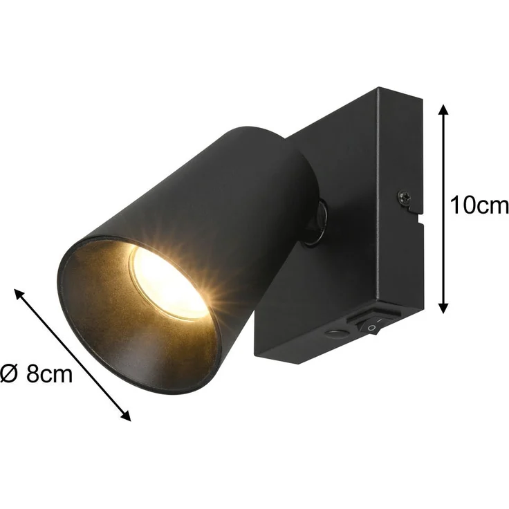 LED Wandstrahler Schwarz Gold mit Schalter, Breite 10cm – Bild 4