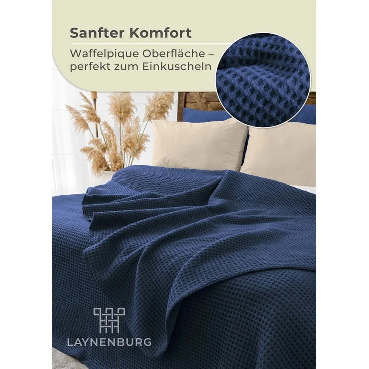 Wohndecke Wohndecke Waffelpique aus Baumwolle - Kuscheldecke, Baumwolldecke -, Laynenburg, Decke als Sofa-decke, Couchdecke, Wolldecke aus Baumwollmix – Bild 3