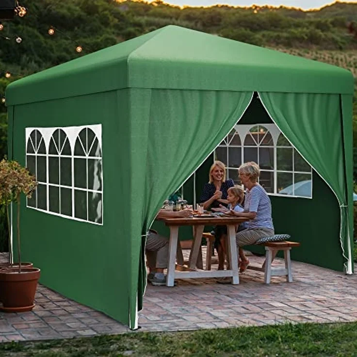 YITAHOME 3X3M Outdoor Pop Up-Pavillon mit Seite Faltpavillon, Wasserdichter Faltbarer Gartenpavillon Für Alle Jahreszeiten Camping Pavillon Anti-uv Mit Kostenlosen Höhenverstellbaren Für Party Märkte – Bild 2