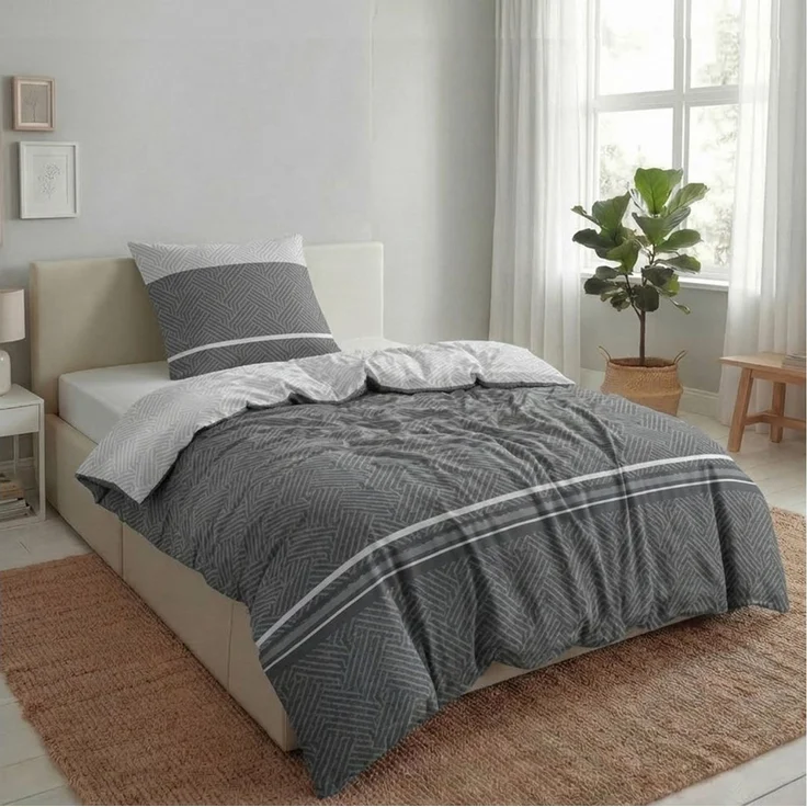 Malika Bettwäsche 155x220 + 80x80 cm atmungsaktiver Baummwoll Renforce Bettbezug, Renforce Baumwolle, 2 teilig, Für Allergiker geeignet, pflegeleicht, angenehm weicher Stoff – Bild 1