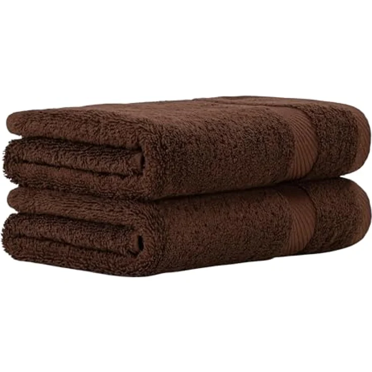 Luckytowel Handtücher Set 50x100 cm, Oeko-TEX zertifiziertes Frottee Handtuch-Set aus 100% Baumwolle, 600 g/m², 2er Pack Braun, flauschig & saugstark mit Aufhängeschlaufe – Bild 1