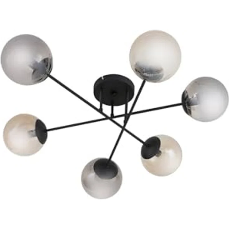 Lindby Deckenlampe Isamer, 6-flammig in Schwarz, Metall, E14, moderne Deckenleuchte für Wohnzimmer – Bild 1