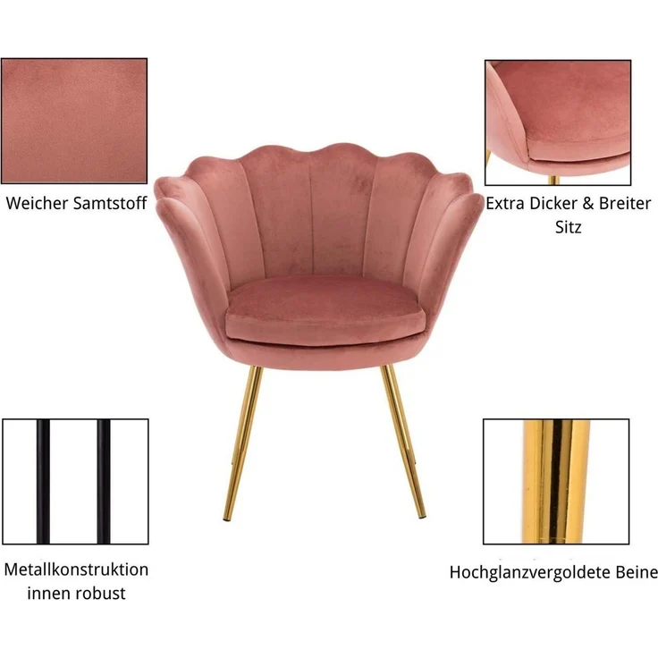 WAHSON OFFICE CHAIRS Loungesessel Sessel Weicher Samt Armlehnstuhl – Bild 4