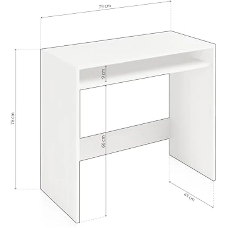Habitdesign, Schreibtisch in Alpenweiß – kompakter Computertisch/Jugendtisch, für kleine Räume, Studium oder Kinderzimmer, Maße: 79 x 79 x 43 cm (B x H x T), Modell Star New – Bild 3