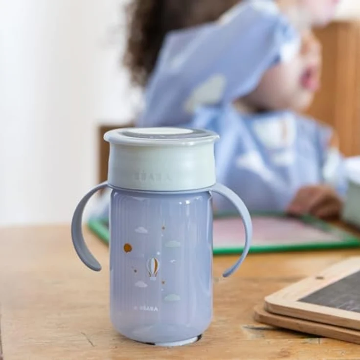 Béaba, 360°-Lerntrinkbecher mit Tropfstopp-Scheibe, patentiertes auslaufsicheres System, ab 12 Monaten, abnehmbare Griffe, mit Hygienedeckel, robust und leicht, 340 ml, Adventure – Bild 7