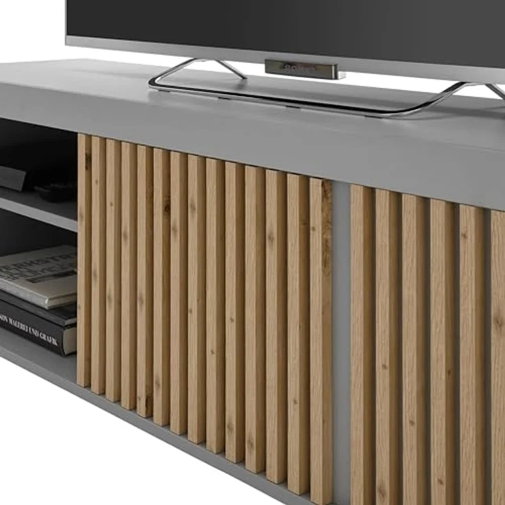 Jasper TV-Lowboard in Grau, Artisan Eiche Optik - Moderner TV Schrank mit viel Stauraum für Ihr Wohnzimmer - 150 x 40 x 40 cm (B/H/T) – Bild 3