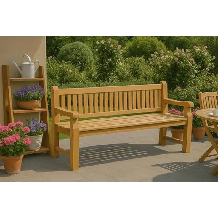 TPFGarden Gartenbank Jacky-N, Teak-Holz Sitzbank massiv Garten Bank Sprossen-Design Breite 120cm – Bild 7