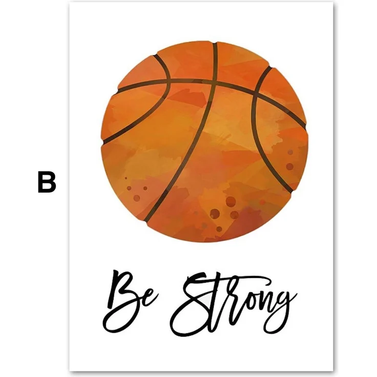 Poster Kinder Sportbälle Fußball Basketball Baseball Football Golfball und Eishockeypuck als Deko Print ohne Rahmen - B / 50X70cm