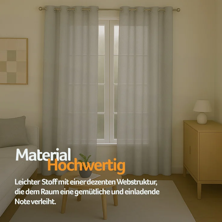 Gardine mit Ösen *** x *** cm ( Breite x Länge ) in ***, blickdichter Vorhang, Ösenvorhang in vielen Variationen 140x245 cm Hellgrau – Bild 4