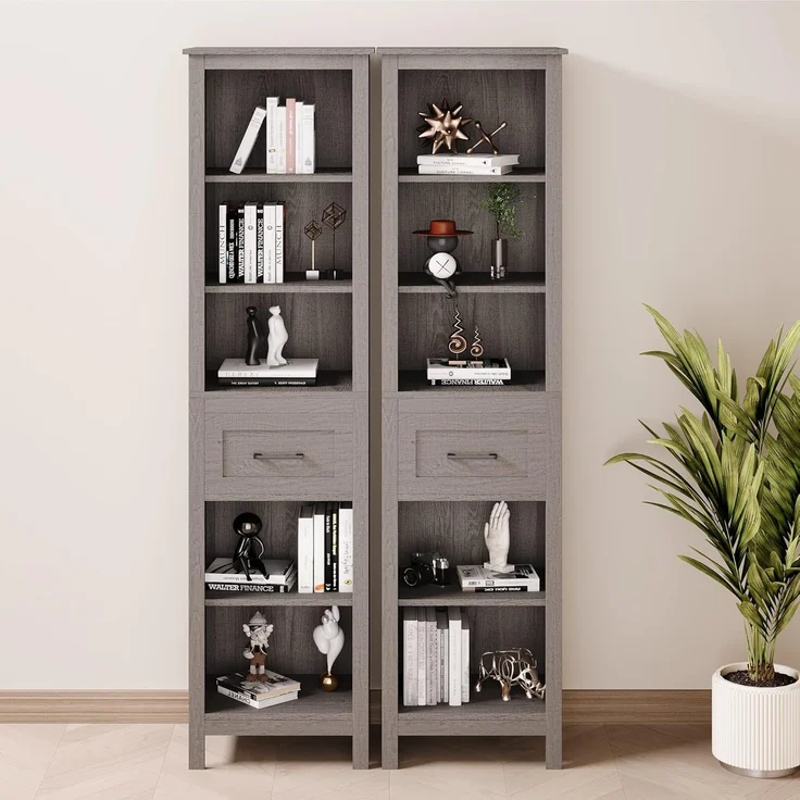 Homfa Hochschrank Badezimmerschrank, Badschrank schmal, 180cm hoch, weiß – Bild 4