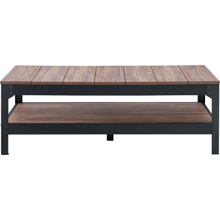 CaliCosy Couchtisch aus schwarzem Metall und Holz - L117cm - Schwarz – Bild 1