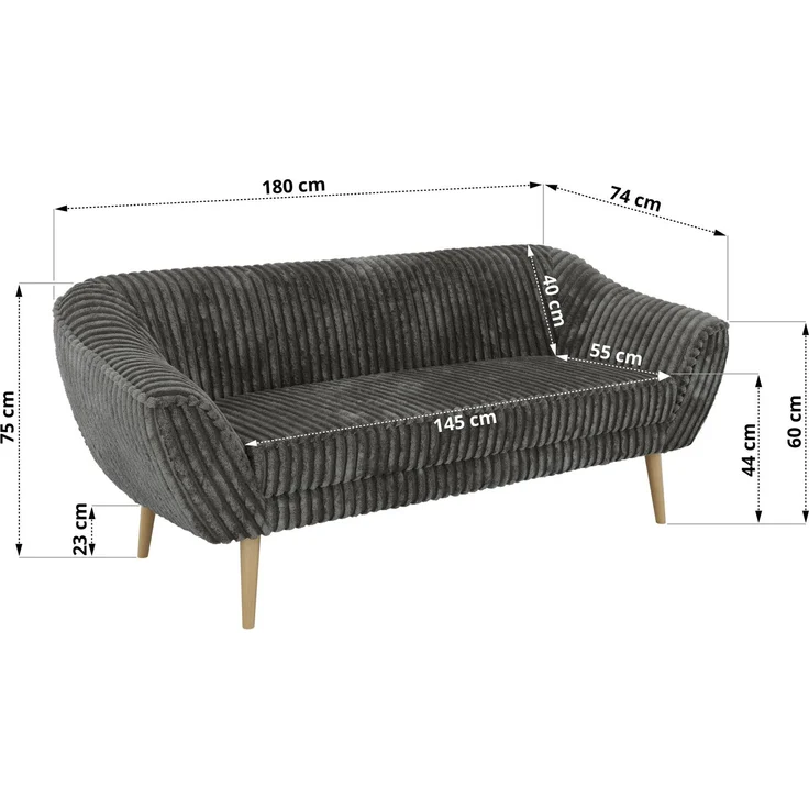 Wohnzimmerset Möbelset PIRS 3-3, Armlehnen, Wellenfederung, Buche Füße, Dreisitzer Sofa, Polstermöbel Set - Hellgrau Velvet – Bild 5