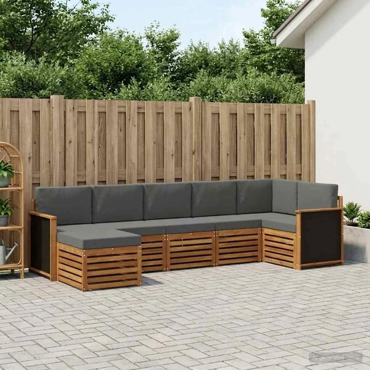 vidaXL Outdoor-Sofagarnitur 7 stk. 6-Sitzer Natur und Anthrazit 3384613 – Bild 1