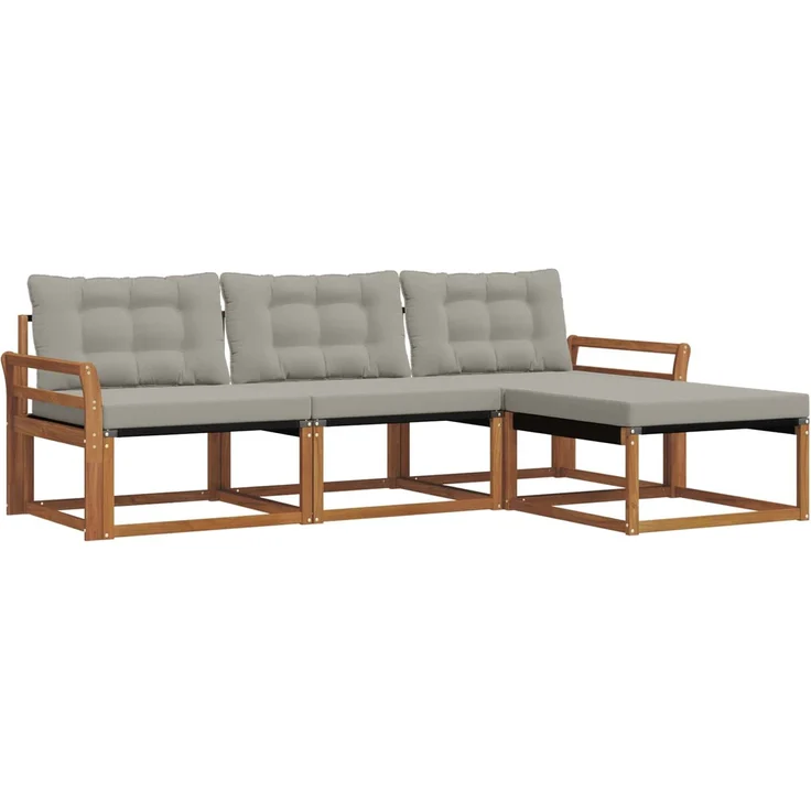 vidaXL Outdoor-Sofagarnitur 4 stk. 4-Sitzer Natur und Hellgrau 3369338 – Bild 2