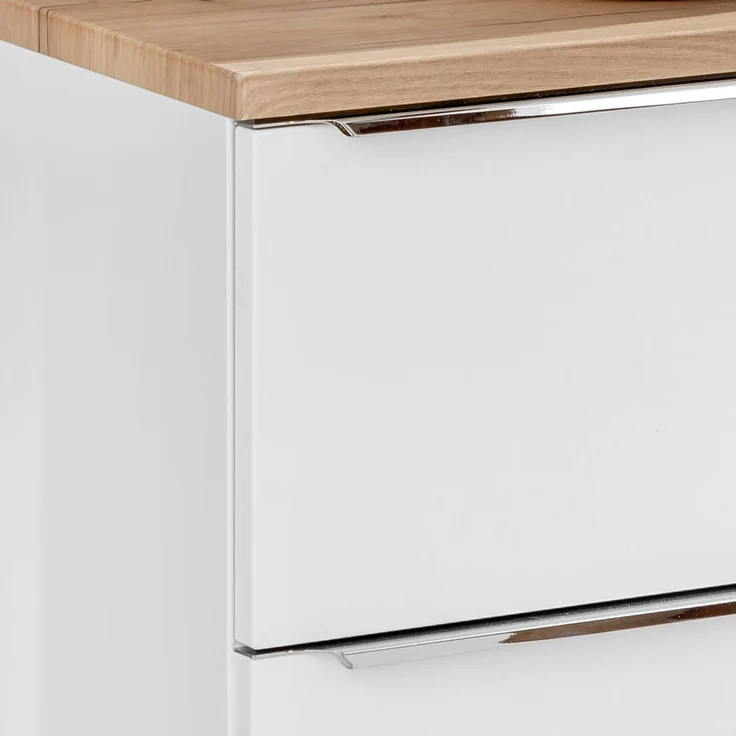 Waschtischunterschrank 141cm mit 4 Auszügen TOSKANA-56 in Hochglanz weiß B/H/T ca. 141/59,5/46 cm – Bild 3