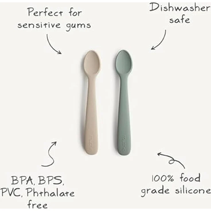 Mushie Kinderbesteck Babylöffel Ivory (2-tlg), 2 Personen, Silikon, 2er Set Silikon BPA-frei Spülmaschinenfest – Bild 3