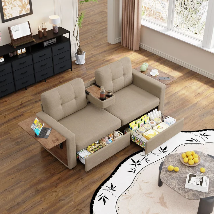 ZUBALIYA Schlafsofa 71x57.5 cm, mit Schreibtisch, mit Schubladen, mit Stauraum, mit Ablageflächen, mit Ausziehbett – Bild 11