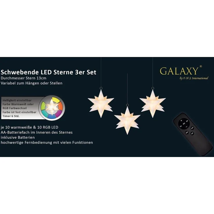 LED-Galaxy-Sterne 3er we je 8 ww, RGB LED, 6/18 T – Bild 2