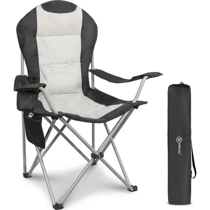 HOMECALL Campingstuhl Hochlehner Klappstuhl Gartenstuhl Angelstuhl mit Angenehme Polsterung (Packung, 1 St), bis 150KG, mit Seitentaschen und Getränkehalter für Camp Garten Balkon – Bild 4
