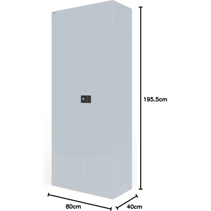 BISLEY Universal Flügeltürenschrank abschließbar - Stahlschrank mit 3-Punkt-Schloss & Flügeltüren - Aktenschrank aus Metall mit 4 Fachböden für 5 Ordnerhöhen - Farbe: lichtgrau, E782B84S-645 – Bild 3