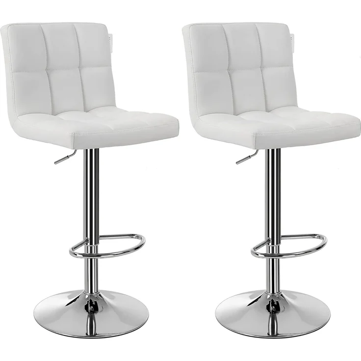 Songmics 2er-Set Barhocker mit Lehne und robustem, weiß, 38 x 44,5 x 115 cm, PU – Bild 1